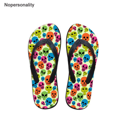 Nopersonality Cool Black Skull Design Men Summer Slippers Beach Water Flipflops High Quality Falts Casual Male Shoes pantuflas