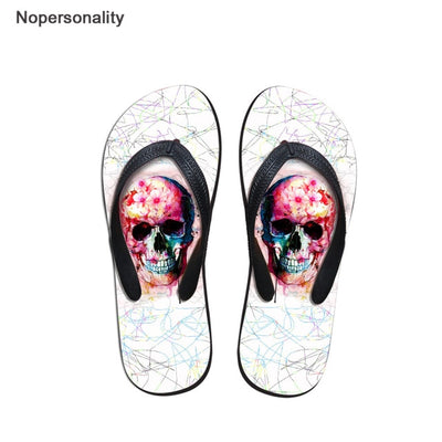 Nopersonality Cool Black Skull Design Men Summer Slippers Beach Water Flipflops High Quality Falts Casual Male Shoes pantuflas