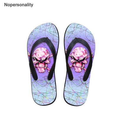 Nopersonality Cool Black Skull Design Men Summer Slippers Beach Water Flipflops High Quality Falts Casual Male Shoes pantuflas