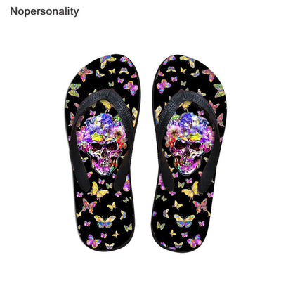 Nopersonality Cool Black Skull Design Men Summer Slippers Beach Water Flipflops High Quality Falts Casual Male Shoes pantuflas