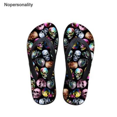 Nopersonality Cool Black Skull Design Men Summer Slippers Beach Water Flipflops High Quality Falts Casual Male Shoes pantuflas