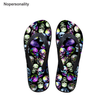 Nopersonality Cool Black Skull Design Men Summer Slippers Beach Water Flipflops High Quality Falts Casual Male Shoes pantuflas