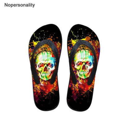 Nopersonality Cool Black Skull Design Men Summer Slippers Beach Water Flipflops High Quality Falts Casual Male Shoes pantuflas