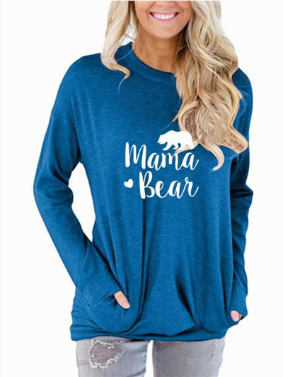 Mama Bear Long Sleeve Pockets Women T-shirt