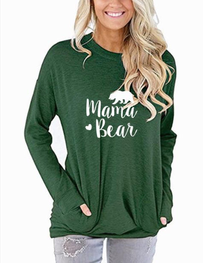 Mama Bear Long Sleeve Pockets Women T-shirt