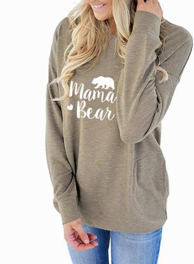 Mama Bear Long Sleeve Pockets Women T-shirt