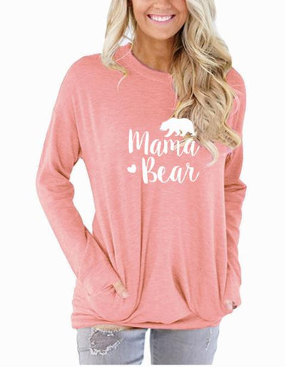 Mama Bear Long Sleeve Pockets Women T-shirt