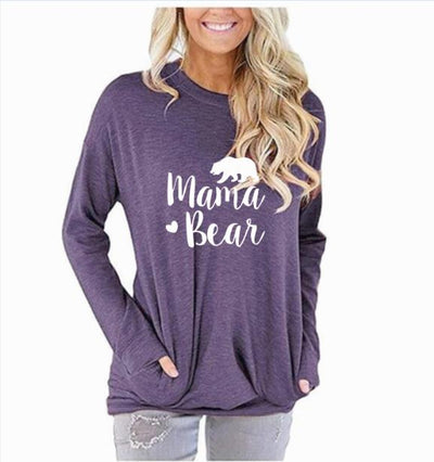 Mama Bear Long Sleeve Pockets Women T-shirt