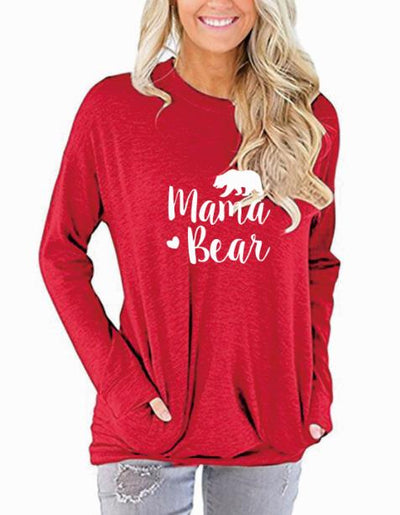 Mama Bear Long Sleeve Pockets Women T-shirt