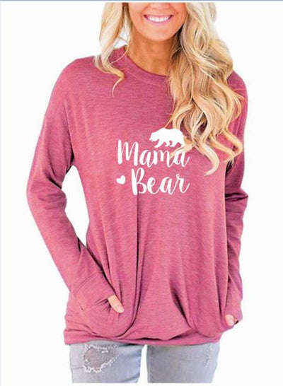 Mama Bear Long Sleeve Pockets Women T-shirt