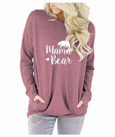 Mama Bear Long Sleeve Pockets Women T-shirt