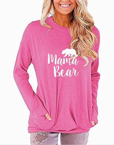 Mama Bear Long Sleeve Pockets Women T-shirt