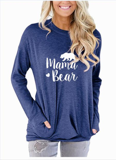 Mama Bear Long Sleeve Pockets Women T-shirt