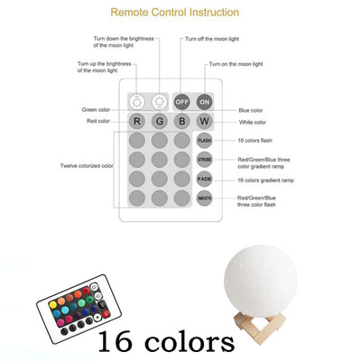 Moon Light Touch Switch/Remote control Novelty Light LED Personalized Romantic Lunar Moon Lamp