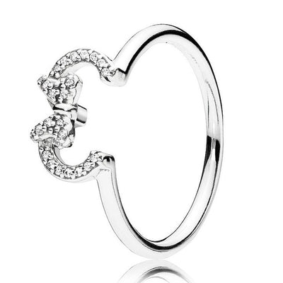 Sterling Silver Ring Silhouette Rings With Crystal For Women Wedding
