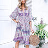 Long Floral dress Boho Midi dresses Womens  long sleeve Hippie  Vintage