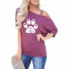 Dog Mom Heart Paw - Top  Slant Shoulder Sleeve T-Shirt For Women