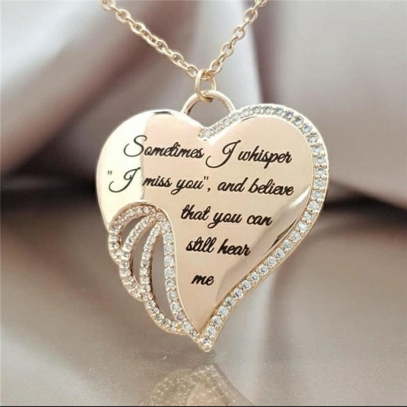 Sometimes I Whisper I Miss You,  and Believe That You Can Still Hear Me  Elegant Sanctity Angel Wing Necklace