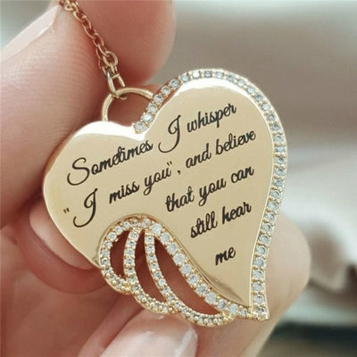 Sometimes I Whisper I Miss You,  and Believe That You Can Still Hear Me  Elegant Sanctity Angel Wing Necklace