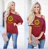 Dog Mom - Slanted Sleeve Off The Shoulder T-Shirt For Women